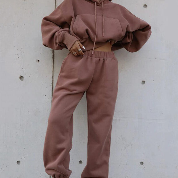 Batwing Sleeve Warm Tracksuit - Cozy and Stylish Ensemble for Cold Weather Comfort