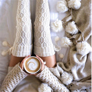 Women's Cable Knit Stockings - Sara closet