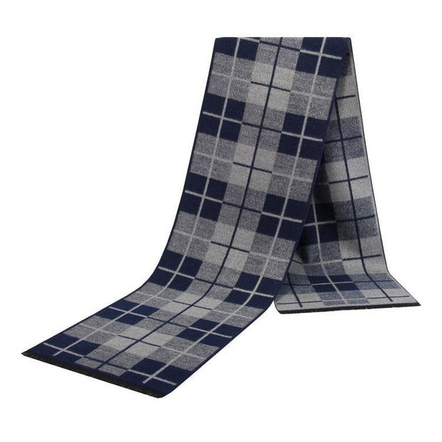 Men's warm plaid scarf, perfect for cold weather styling. Crafted from soft and cozy materials, this scarf features a classic plaid pattern, adding a touch of warmth and style to any outfit.