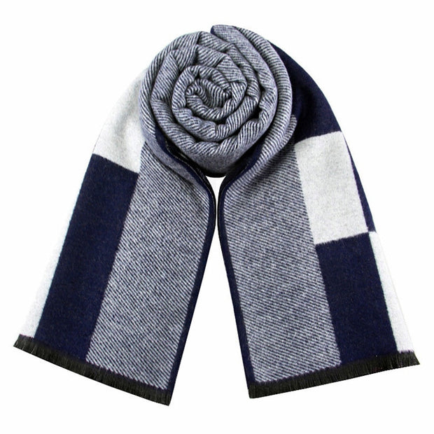 Men's warm plaid scarf, perfect for cold weather styling. Crafted from soft and cozy materials, this scarf features a classic plaid pattern, adding a touch of warmth and style to any outfit.