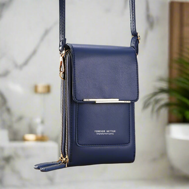 Touch screen crossbody shoulder bags, featuring a transparent front for easy device access. Combining style and practicality, perfect for on-the-go convenience.