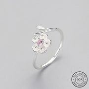925 Adjustable Flower Ring - Delicate Floral Design in Sterling Silver
