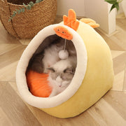 "Warm Cave For Pet: Cozy and insulated pet bed resembling a cave, providing warmth and comfort for cats and small dogs."