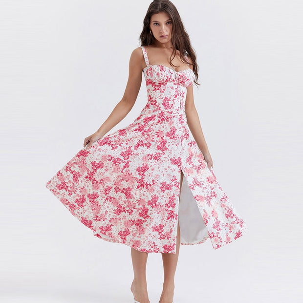 Elegant floral print summer dress - a sophisticated and stylish dress adorned with floral prints, perfect for a chic and feminine look during the summer.