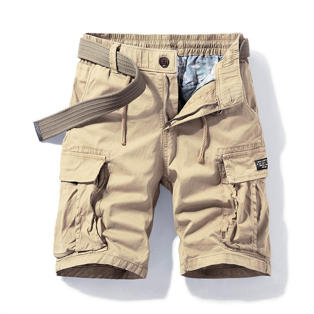 Men's tactical cargo shorts, combining rugged durability with functional design. Featuring multiple pockets and reinforced stitching, these shorts are ideal for outdoor activities, camping, or tactical training.