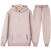 Autumn casual tracksuit designed for comfortable and stylish wear during the cooler months. This set includes a hoodie and matching pants, perfect for casual outings, leisure activities, or staying cozy at home.