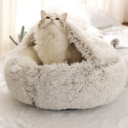 "Winter Cat Bed: Versatile 2-in-1 design offers cozy comfort and seasonal warmth for your feline companion during chilly months."