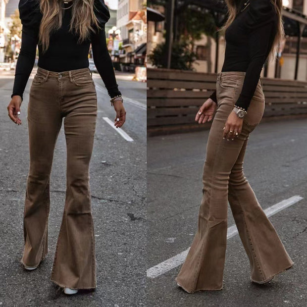 Women's Solid Corduroy Trousers - Classic Comfort and Style. Elevate Your Wardrobe with Versatile Corduroy Pants for Effortless Chic Looks.