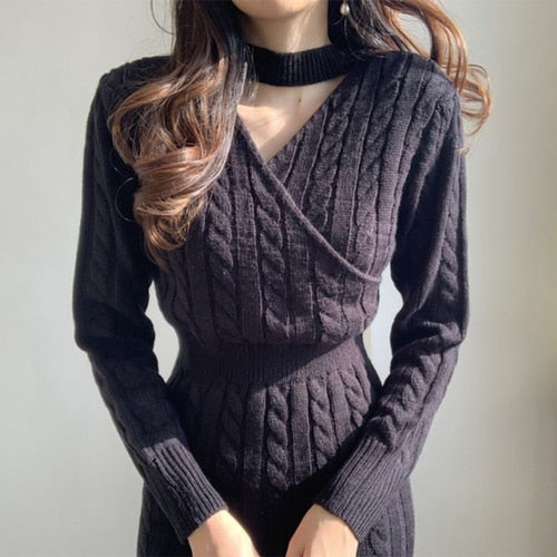 Winter Knitting Long Pullover - Cozy and Chic Sweater for Cold Weather Comfort
