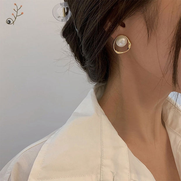 Pearl Studs Hoop Earrings - Sara closet