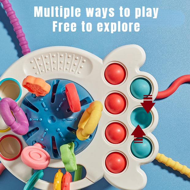 "Colorful Montessori sensory toys for babies, promoting tactile exploration, fine motor skills, and sensory development through playful engagement."
