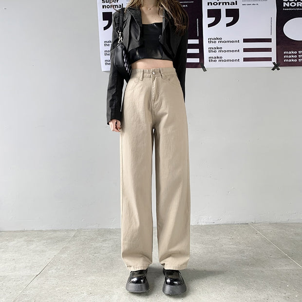 "Chic high waist straight leg pants in versatile black. Elevate your style with flattering fit and timeless design. Perfect for any occasion."