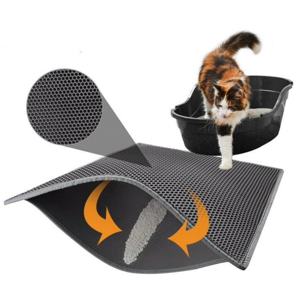 "Waterproof Pet Litter Mat: Keep your floors clean and dry with this waterproof mat designed to trap litter and prevent messes."