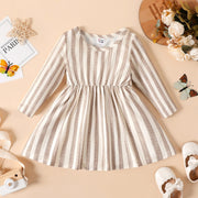 Ribbed Striped Dress For Baby Girls - Sara closet