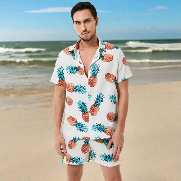 Men's set with fruit prints, showcasing a vibrant array of fruity designs for a playful twist. Perfect for adding a pop of color and personality to your wardrobe.