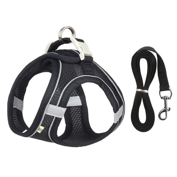 "Puppy Adjustable Vest Harness: Secure and comfortable vest-style harness for puppies, featuring adjustable straps for a custom fit and safety."