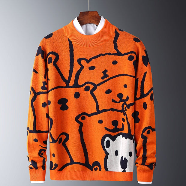 Men's Bear Pattern Pullovers - Sara closet