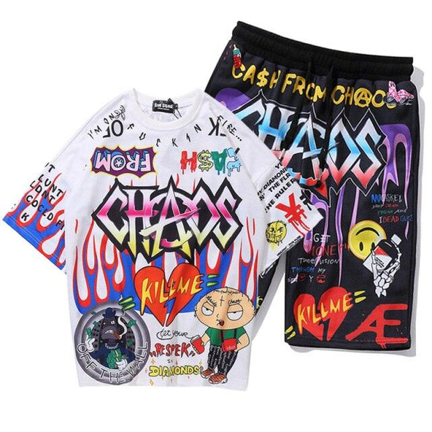 Graffiti Cartoon Printed Suits - Sara closet