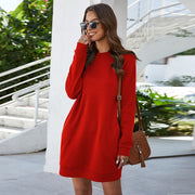 Cozy Pocketed Sweater Dress - Comfortable Knitwear with Convenient Pockets for Everyday Wear