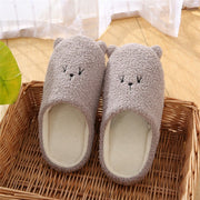 Cozy Shallow Warm Flat Slippers - Solid Patterned Flock Material, Short Plush Insole, Rubber Outsole - Perfect for Indoor Relaxation and Comfort.