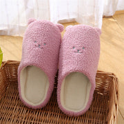 Cozy Shallow Warm Flat Slippers - Solid Patterned Flock Material, Short Plush Insole, Rubber Outsole - Perfect for Indoor Relaxation and Comfort.