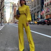 Turtleneck Solid Jumpsuit - Sara closet