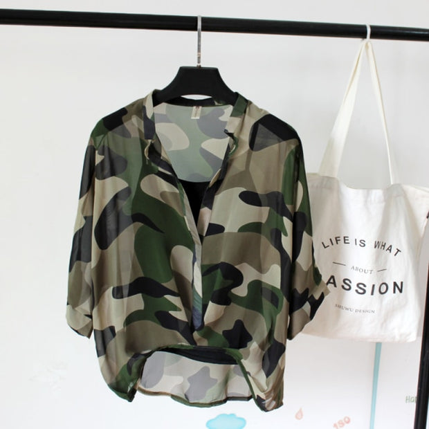 Leopard Chiffon Shirts - Sara closet