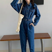 Women Denim Jumpsuits - Trendy and Versatile One-Piece Ensemble for Casual Chic