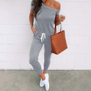 Women off-shoulder jumpsuit - a chic and stylish one-piece outfit featuring an off-shoulder neckline, perfect for a trendy and feminine look.