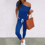 Women off-shoulder jumpsuit - a chic and stylish one-piece outfit featuring an off-shoulder neckline, perfect for a trendy and feminine look.